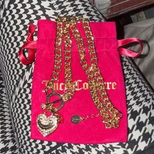 Juicy Couture Gold-Tone Heart & Logo Charm Necklace!! (New)